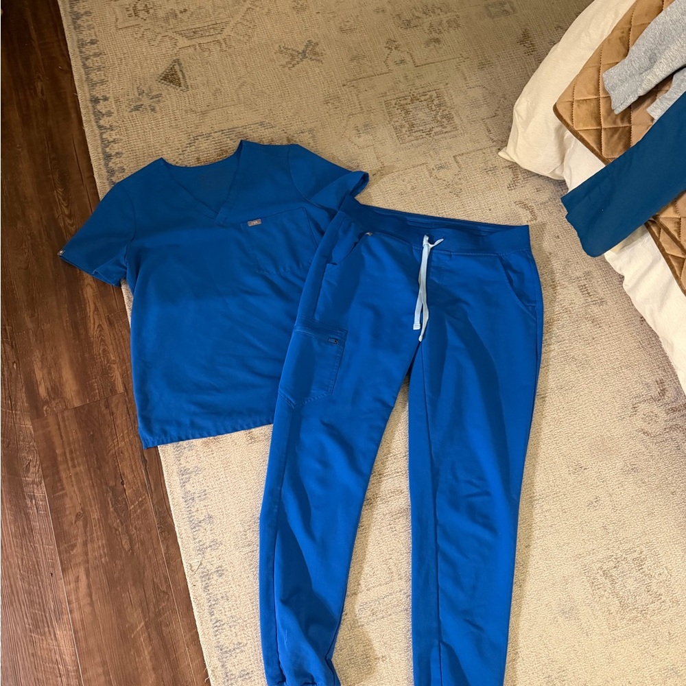 Figs Royal Blue Scrub Top